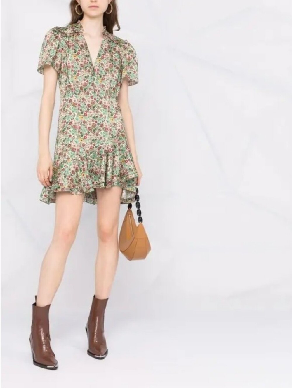 Sandro Floral Print V-Neck Mini Dress Size 6